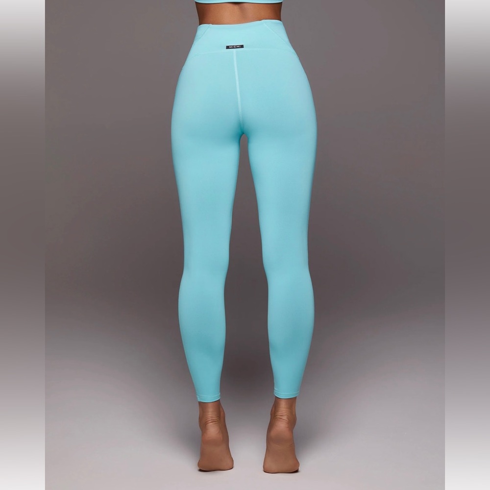 MICHI PALMA LEGGINGS  BNWT size: Large Island Blue set w/longline bra MSRP$138 - Picture 3 of 4